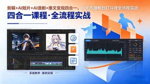 剪辑+AI短片+AI漫剧+推文变现四合一，从卡点抽帧到打斗戏全流程实战-KJ分享