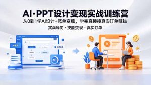 AI·PPT设计变现实战训练营,从0到1学AI设计+派单变现,学完直接接真实订单赚钱-KJ分享