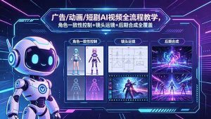 广告/动画/短剧AI视频全流程教学，角色一致性控制+镜头运镜+后期合成全覆盖-KJ分享