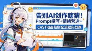 告别AI创作瞎猜！Prompt撰写+情绪营造+CAST动画控制全流程实战课-KJ分享
