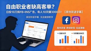 自由职业者缺高客单?日投 10 刀搞 FB+INS 广告,有人 10 天赚 3000 刀!【原创双语字幕】-KJ分享