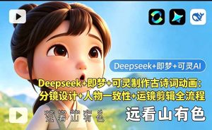 Deepseek+即梦+可灵制作古诗词动画:分镜设计+人物一致性+运镜剪辑全流程-KJ分享