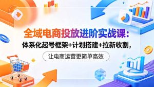 全域电商投放进阶实战课：体系化起号框架+计划搭建+拉新收割，让电商运营更简单高效-KJ分享