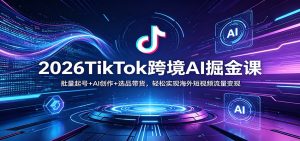 2026TikTok跨境AI掘金课：批量起号+AI创作+选品带货，轻松实现海外短视频流量变现-KJ分享