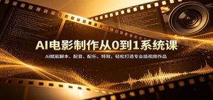 AI电影制作从0到1系统课：AI赋能脚本、配音、配乐、特效，轻松打造专业级视频作品-KJ分享