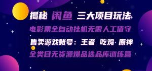 闲鱼三种玩法 全自动电影票 售卖游戏账号 爆品选品库训练营-KJ分享