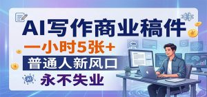 AI写作商业稿件，一小时5张+，普通人新风口，永不失业-KJ分享