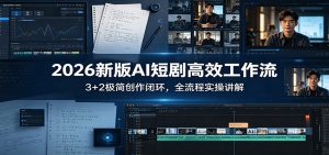 2026新版AI短剧高效工作流：3+2极简创作闭环，全流程实操讲解-KJ分享