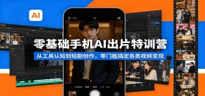 零基础手机AI出片特训营：从工具认知到短剧创作，零门槛搞定各类视频变现-KJ分享