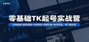 零基础TK起号实战营：环境搭建+ 刷机配置+对标筛选+剪辑实操+账号变现，零门槛玩转-KJ分享