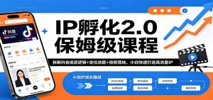 IP孵化2.0保姆级课程:拆解抖音底层逻辑+定位选题+拍剪落地,小白快速打造高流量IP-KJ分享