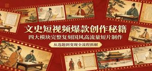 文史短视频爆款创作秘籍:四大模块完整复刻国风高流量短片制作-KJ分享