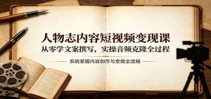 人物志内容短视频变现课：从零学文案撰写，实操音频克隆全过程-KJ分享