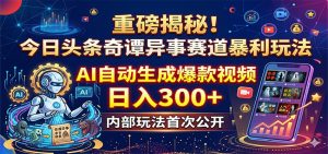 重磅揭秘!今日头条奇谭异事赛道暴利玩法:AI自动生成爆款视频,日入300+-KJ分享