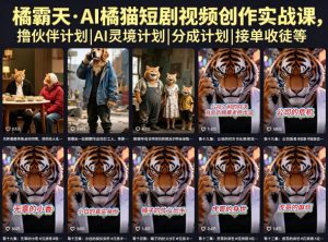 橘霸天·AI橘猫短剧视频创作实战课，撸伙伴计划|AI灵境计划|分成计划|接单收徒等-KJ分享