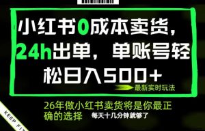 小红书0成本AI卖货，24小时出单，全流程托管，保底日入500+，每天十几分钟就够了【揭秘】-KJ分享