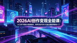 2026AI创作变现全能课-更新5月：从工具下载到AI视频制作，即梦豆包可灵小云雀全覆盖零基础入门-KJ分享