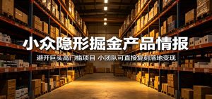 小众隐形掘金产品情报：避开巨头高门槛项目，小团队可直接复刻落地变现-KJ分享