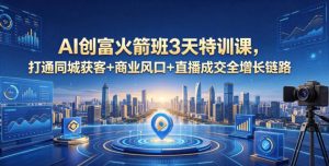 AI创富火箭班3天特训课，打通同城获客+商业风口+直播成交全增长链路，2026年4月新课-KJ分享