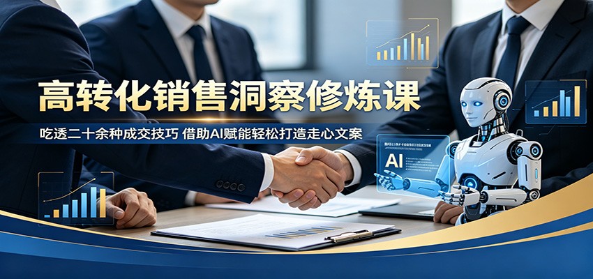 高转化销售洞察修炼课：吃透二十余种成交技巧，借助AI赋能轻松打造走心文案-KJ分享
