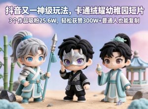 抖音又一神级玩法，卡通绒耀幼稚园短片，3个作品吸粉25.6W，轻松获赞300W+普通人也能复制-KJ分享
