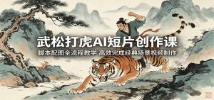 武松打虎AI短片创作课：脚本配图全流程教学，高效完成经典场景视频制作-KJ分享