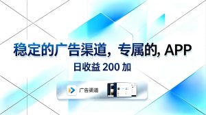 稳定的广告渠道,专属的APP,日收益200+-KJ分享