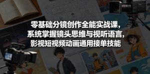 零基础分镜创作全能实战课,系统掌握镜头思维与视听语言,影视短视频动画通用接单技能-KJ分享