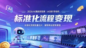 2026AI漫剧变现课|从0到1学创作,标准化流程批量出片,解锁商业接单渠道-KJ分享