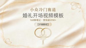 小众冷门赛道,婚礼开场视频模板,168条笔记,变现超20W+【详细教程】-KJ分享