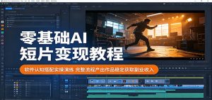零基础AI短片变现教程：软件认知搭配实操演练，完整流程产出作品稳定获取副业收入-KJ分享