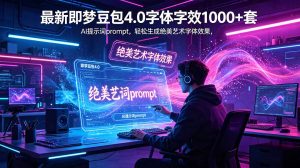 最新即梦豆包4.0字体字效1000+套，AI提示词prompt，轻松生成绝美艺术字体效果-KJ分享