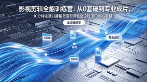 2026影视剪辑全能实战课｜0基础到专业成片，全流程教学，高清带300G素材-KJ分享