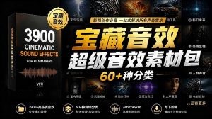 宝藏音效合集包!60+多种音效分类,共计3900个,分类清晰,全中文分类,高品质剪辑音效素材包-KJ分享