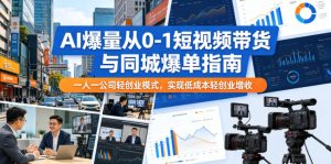 AI爆量从0-1短视频带货与同城爆单指南,一人一公司轻创业模式,实现低成本轻创业增收-KJ分享
