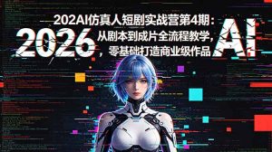2026AI仿真人短剧实战营第4期:从剧本到成片全流程教学,零基础打造商业级作品-KJ分享