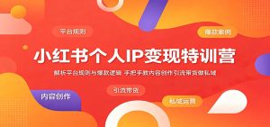 小红书个人IP变现特训营：解析平台规则与爆款逻辑，手把手教内容创作引流带货做私域-KJ分享