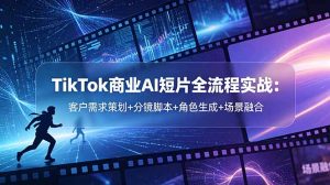 TikTok商业AI短片全流程实战：客户需求策划+分镜脚本+角色生成+场景融合-KJ分享