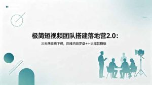 极简短视频团队搭建落地营2.0:三天两夜线下课,四维内容罗盘+十大爆款模版-KJ分享