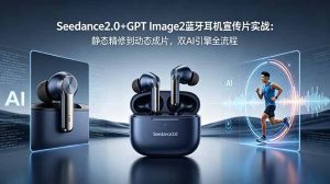 Seedance2.0+GPT Image2蓝牙耳机宣传片实战：静态精修到动态成片，双AI引擎全流程-KJ分享