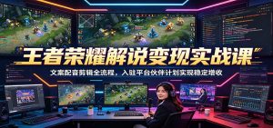 王者荣耀解说变现实战课:文案配音剪辑全流程,入驻平台伙伴计划实现稳定增收-KJ分享