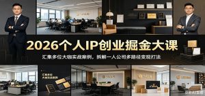 2026个人IP创业掘金大课:汇集多位大咖实战案例,拆解一人公司多路径变现打法-KJ分享