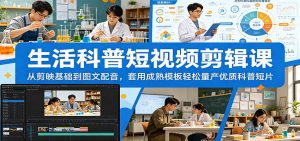 生活科普短视频剪辑课:从剪映基础到图文配音,套用成熟模板轻松量产优质科普短片-KJ分享