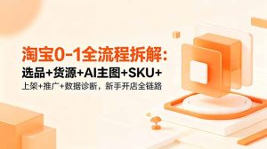 淘宝0-1全流程拆解:选品+货源+AI主图+SKU+上架+推广+数据诊断,新手开店全链路-KJ分享
