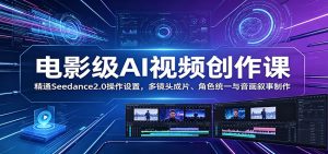 电影级AI视频创作课：精通Seedance2.0操作设置，多镜头成片、角色统一与音画叙事制作-KJ分享