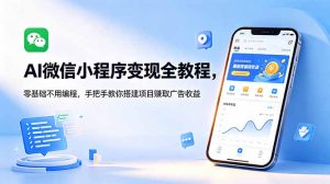 AI微信小程序变现全教程,零基础不用编程,手把手教你搭建项目赚取广告收益-KJ分享
