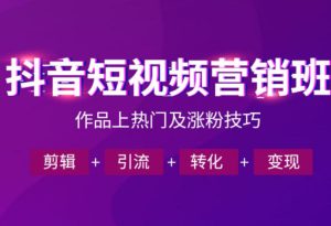 抖音短视频运营班,一门课学会作品上热门及涨粉技巧,引流转化剪辑变现(2026年5月)-KJ分享