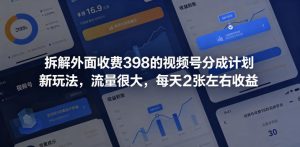 拆解外面收费398的视频号分成计划新玩法，流量很大，每天2张左右收益-KJ分享