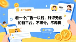 看一个广告一块钱,好评无数的新平台,不黑号,不养机,一撸几十块钱还是不错的【揭秘】-KJ分享