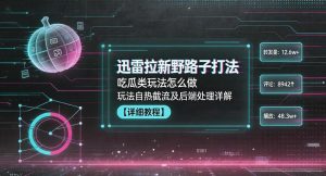 迅雷拉新野路子打法，吃瓜类玩法怎么做，玩法自热截流及后端处理详解-KJ分享